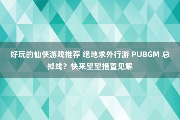 好玩的仙侠游戏推荐 绝地求外行游 PUBGM 总掉线？快来望望措置见解